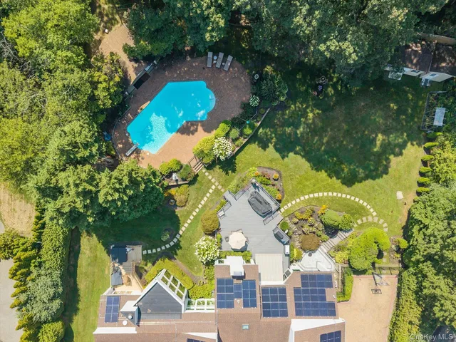 an aerial view of a house