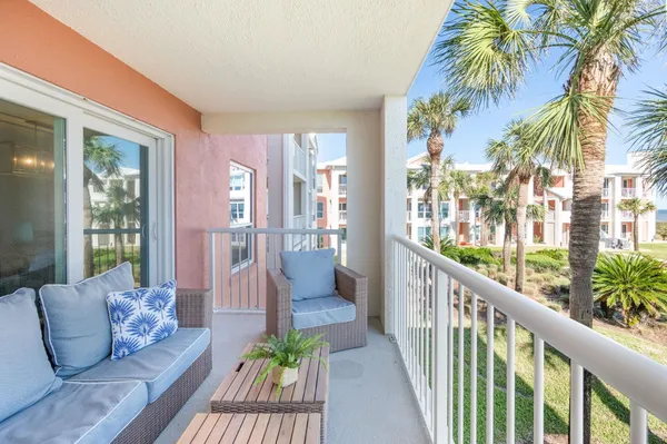 a view of balcony with ocean view