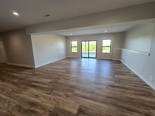 a bathroom with a mirror