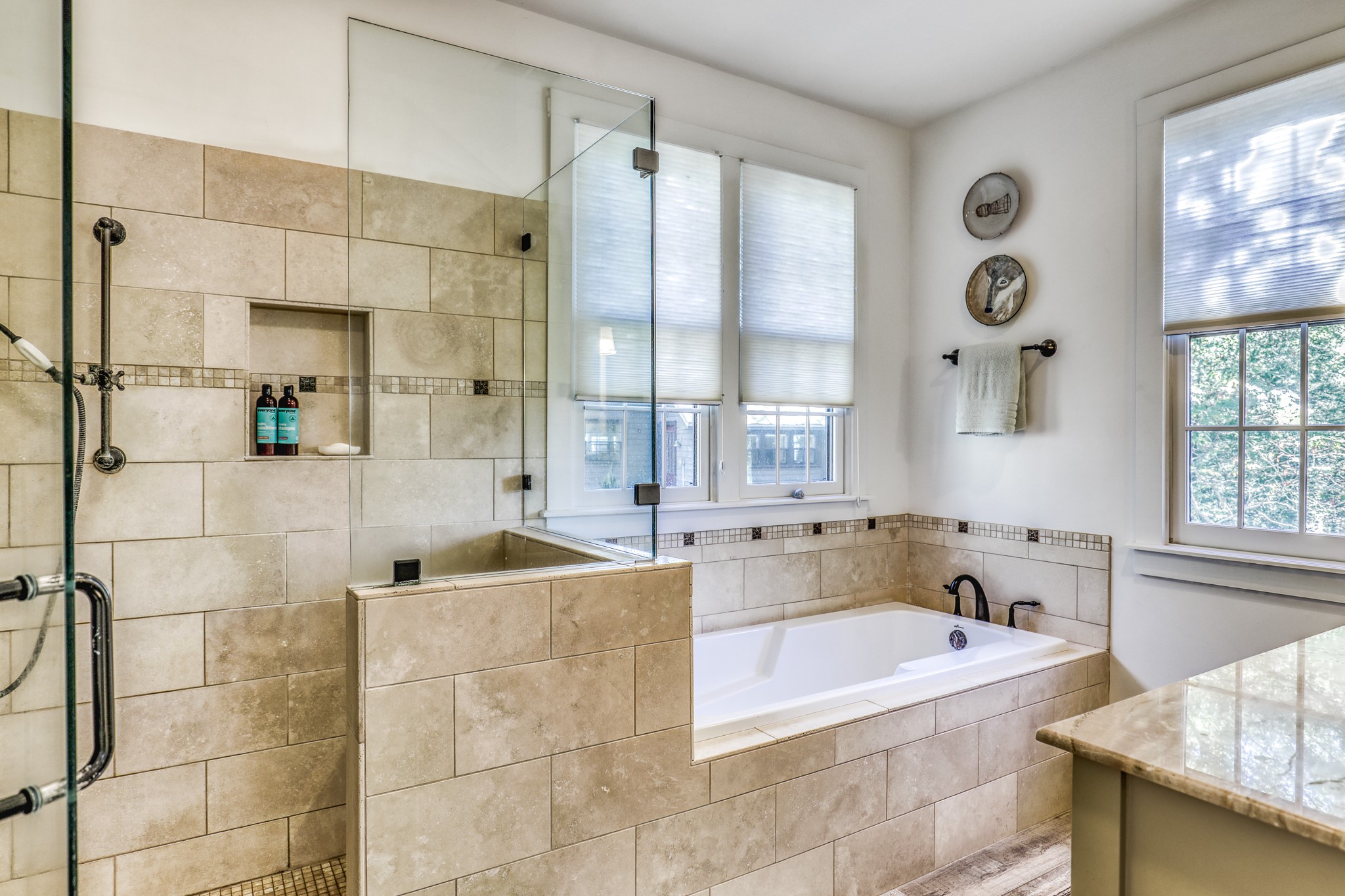 1745 Schoenberg Road Carmine, TX 78932 - Photo 12 of 30 a bathroom with a granite countertop bathtub sink vanity and mirror