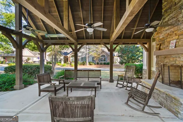 a view of an outdoor space with seating area
