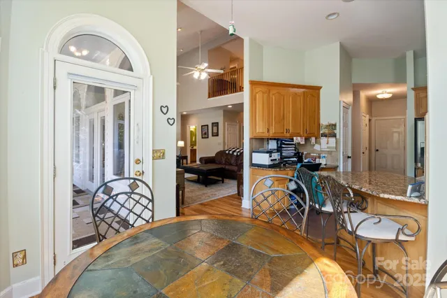a view of a livingroom with furniture and front door