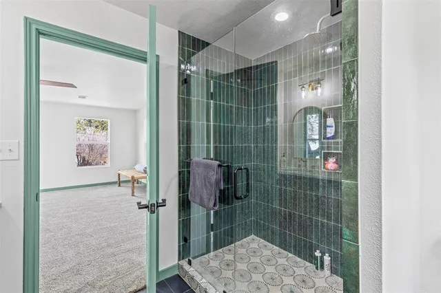 a bathroom with a shower