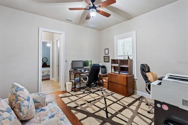 an aerial view of a house