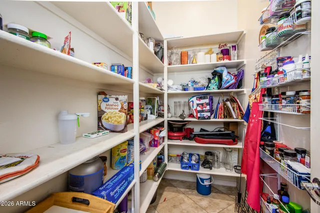 a aerial view of a house with a yard and potted plants