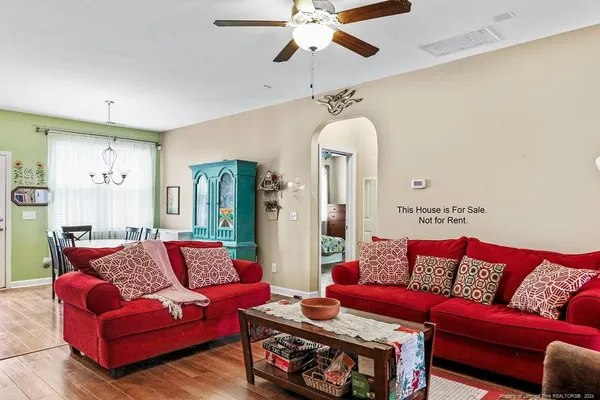 a living room with furniture