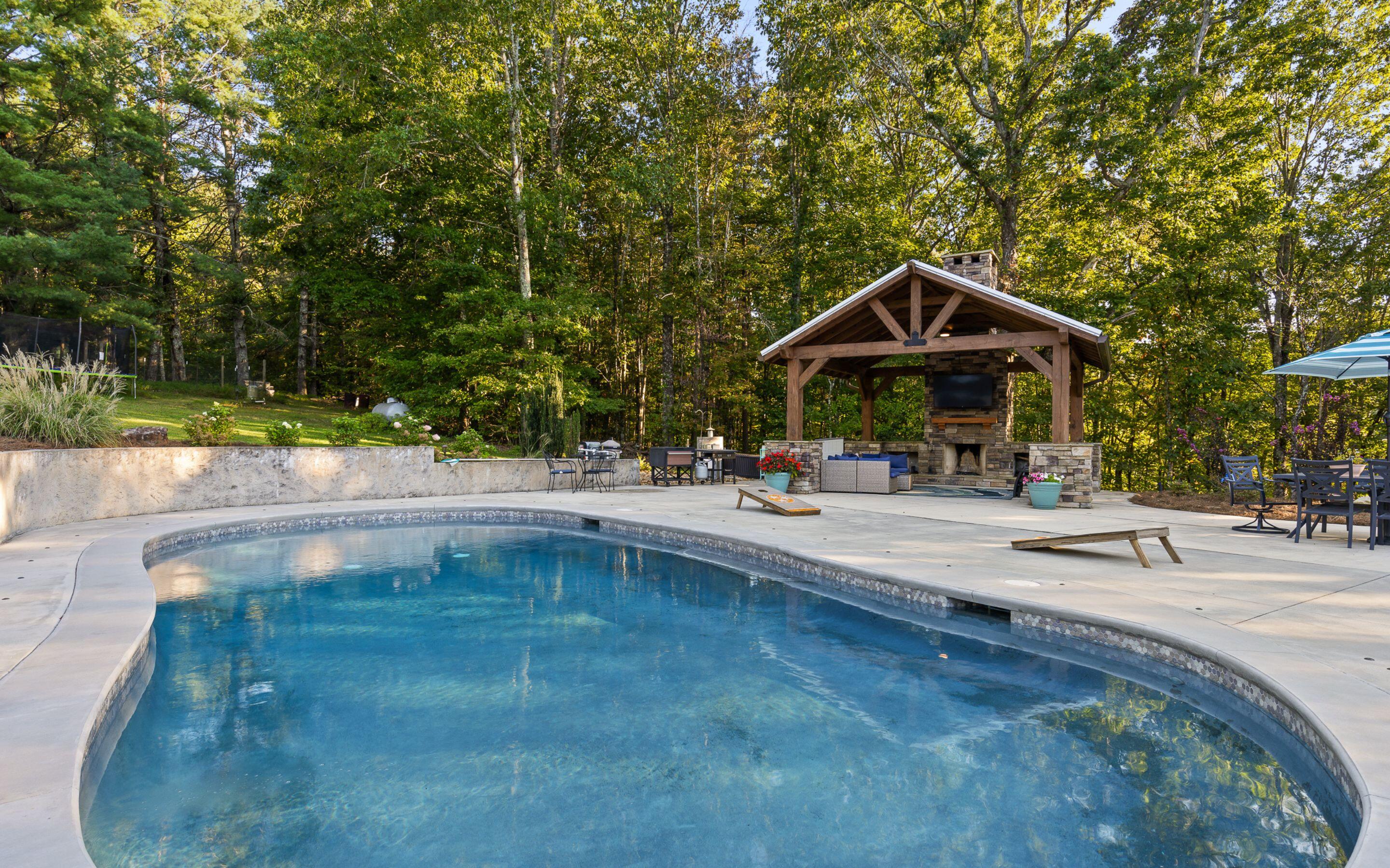 6015 Sawyer Road Signal Mountain, TN 37377 - Photo 28 of 44 Pool and Cabana with Fireplace