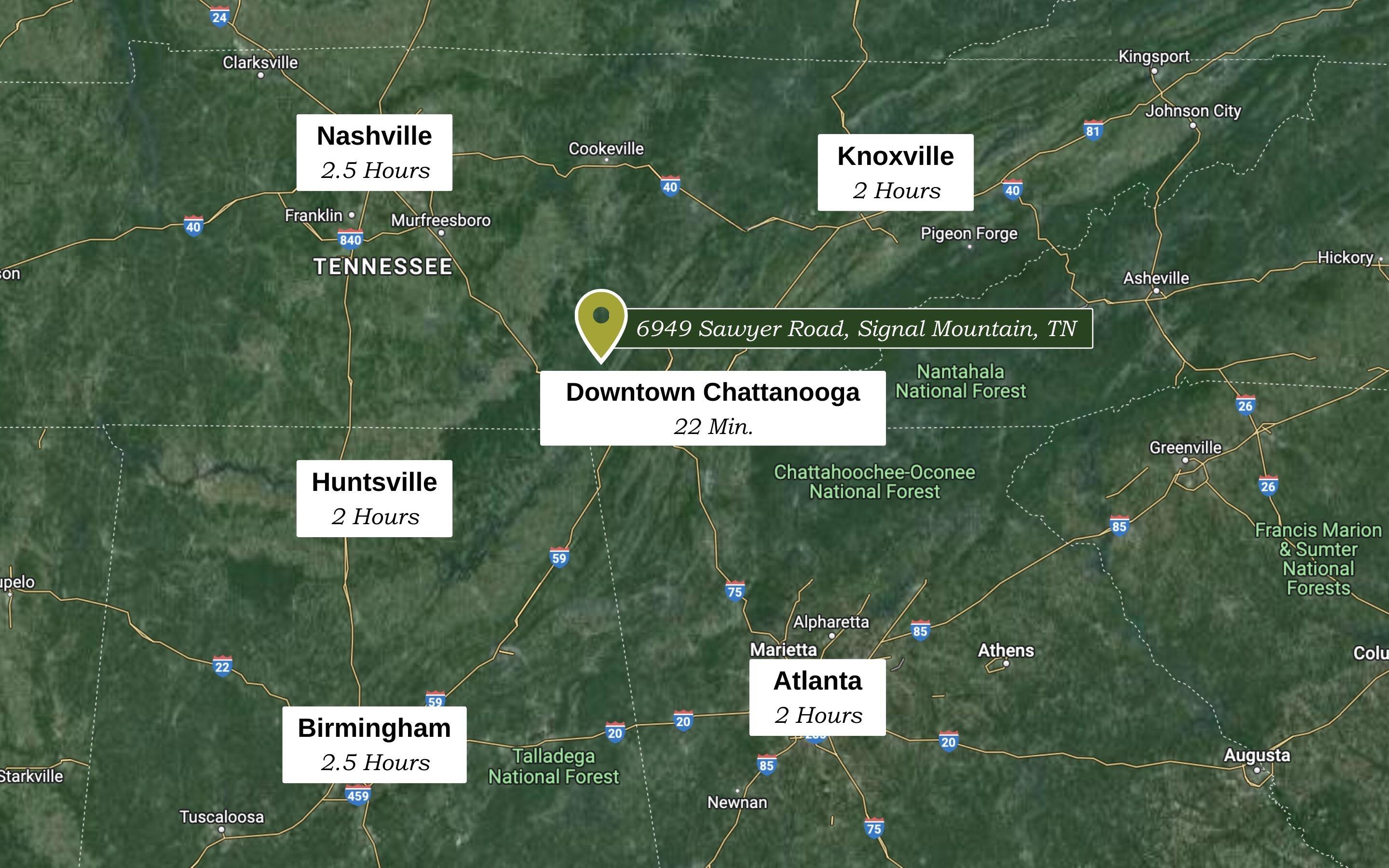 6015 Sawyer Road Signal Mountain, TN 37377 - Photo 44 of 44 Easy Drive to Dynamic Southern Cities