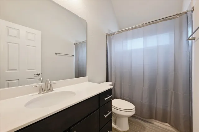 a view of a backyard with plants and a patio