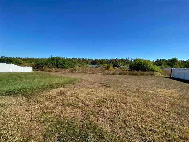 a view of a field with ocean view