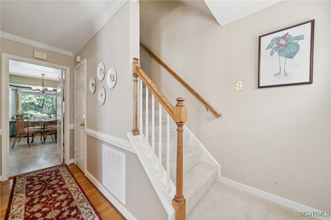 3000 Cove Ridge Road Midlothian, VA 23112 - Photo 5 of 47 a view of a hallway with wooden floor and stairs