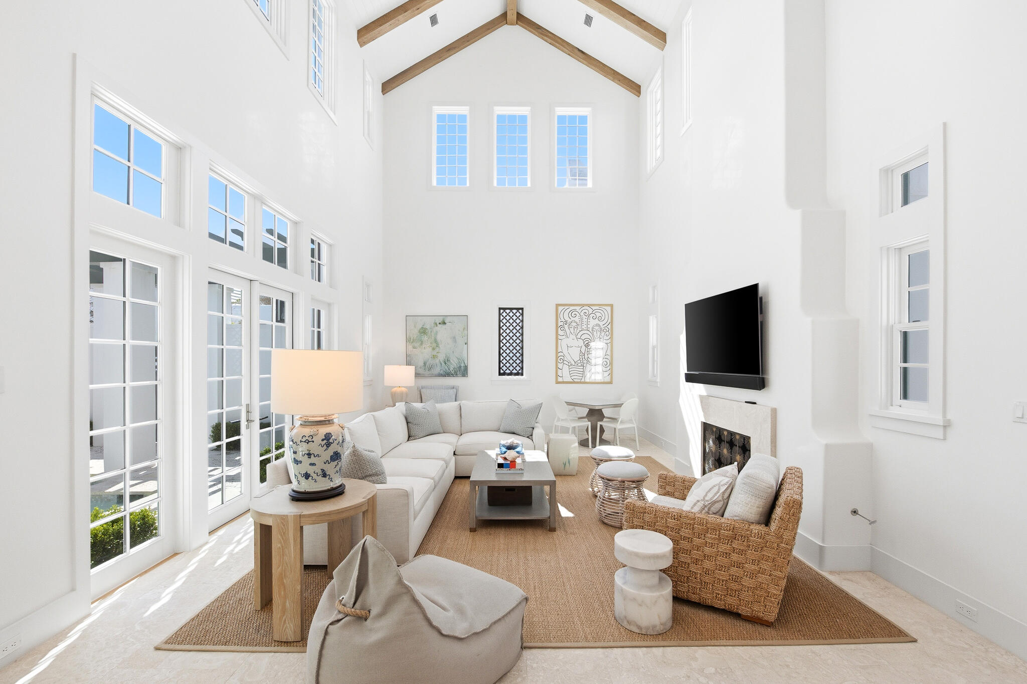 36 Sea Star Ct Inlet Beach Inlet Beach, FL 32461 - Photo 7 of 75 a living room with furniture a flat screen tv and a large window