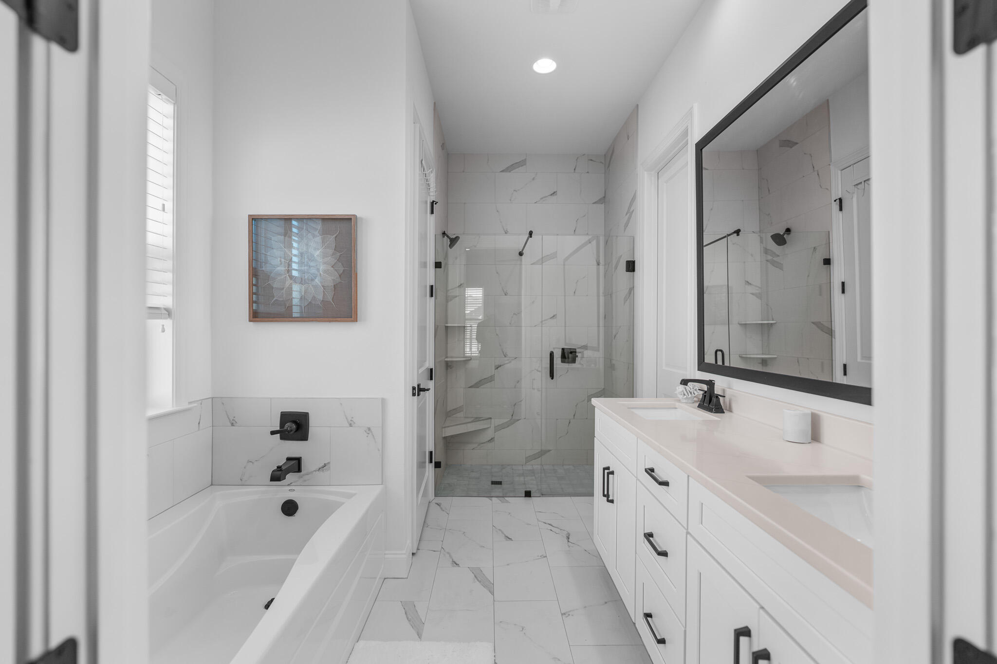 90 Suwannee Dr Inlet Beach Inlet Beach, FL 32461 - Photo 37 of 59 a bathroom with a tub sink shower and mirror