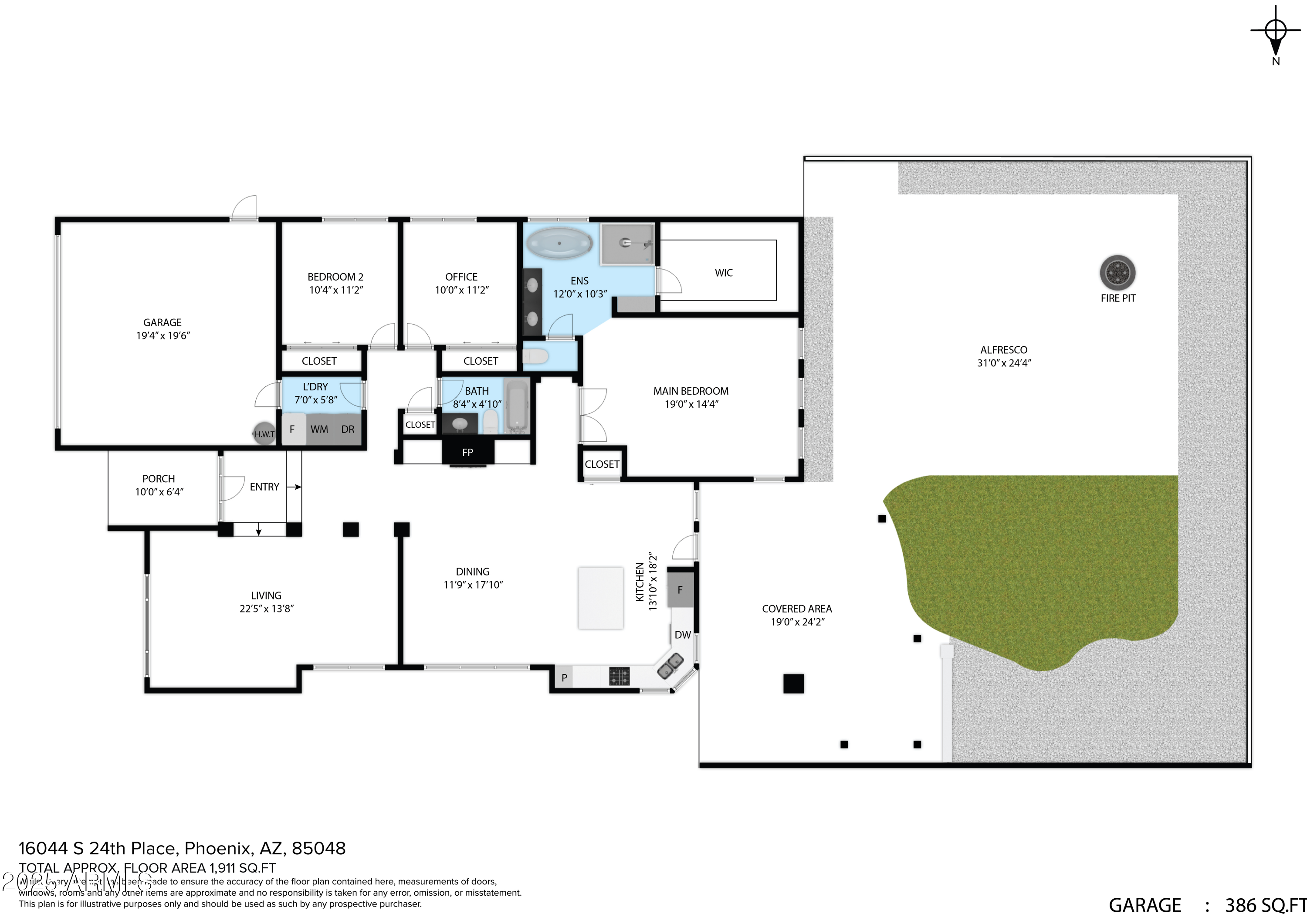 16044 South 24th Place Phoenix, AZ 85048 - Photo 41 of 42 a picture of a floor plan