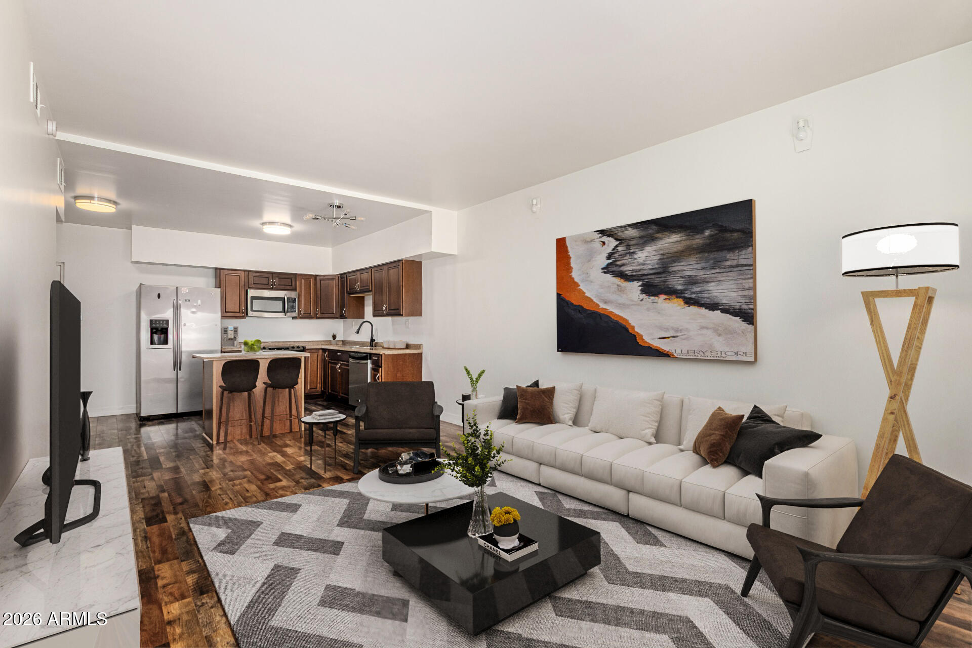 357 East Thomas Road, Unit A111 Phoenix, AZ 85012 - Photo 10 of 41 a living room with furniture kitchen view and a window
