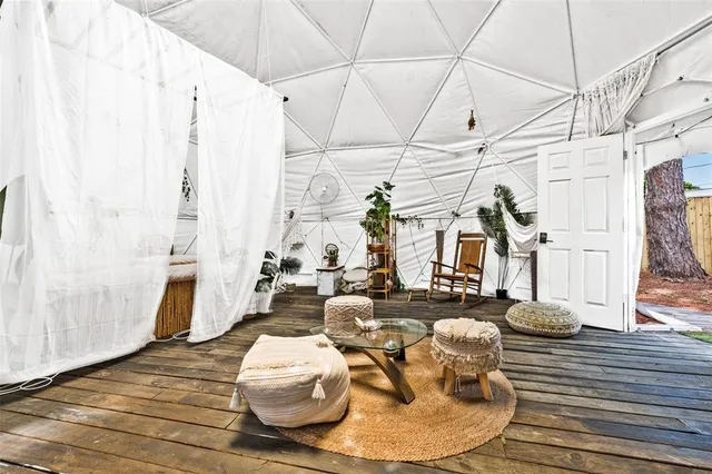 a living room with furniture