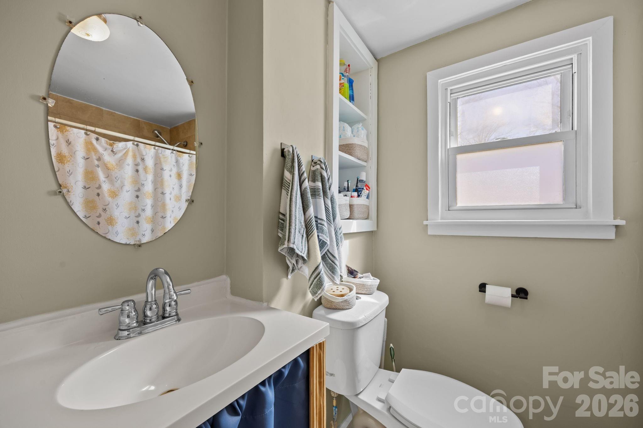 264 Church Street Marion, NC 28752 - Photo 12 of 20 a bathroom with a toilet a sink and a mirror