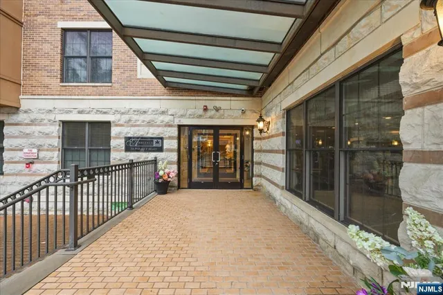 a view of a porch with a door