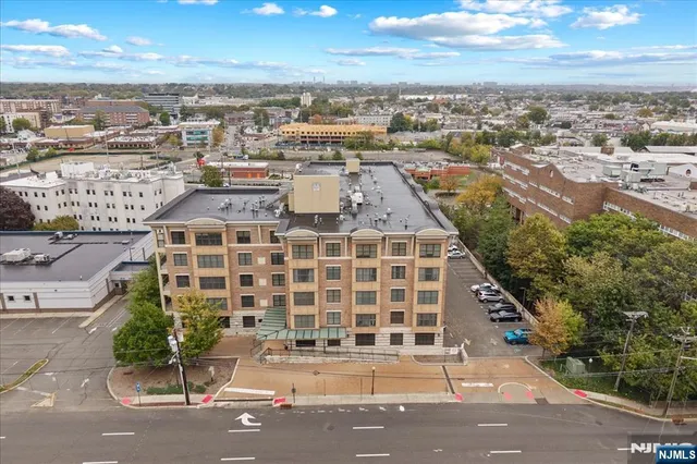 an aerial view of a building
