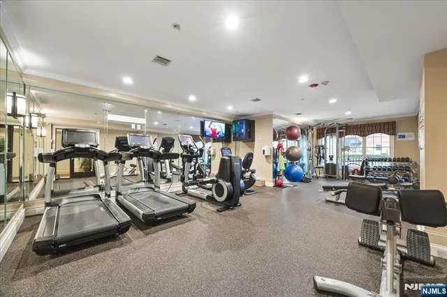 a room with gym equipment