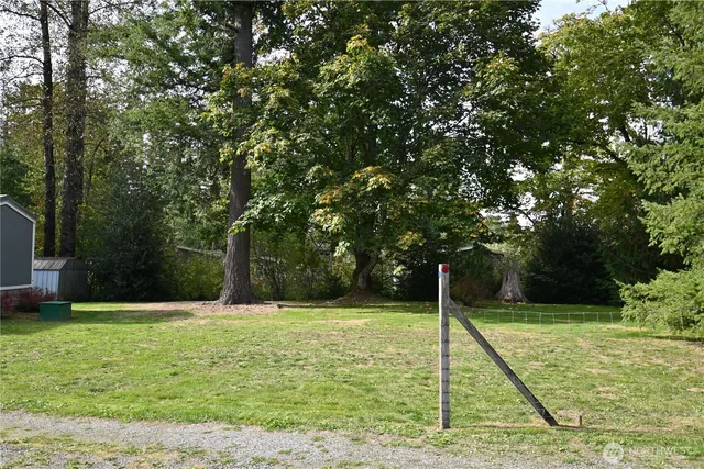 a swimming pool with trees in the background