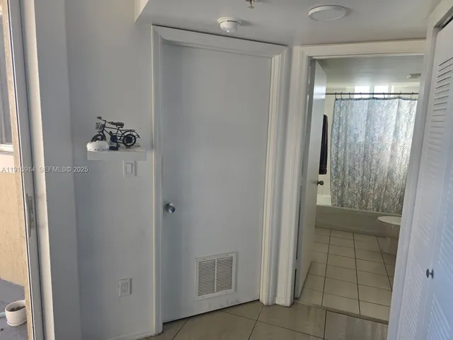 a bathroom with a bathtub