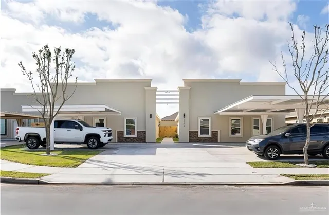 a car parked in front of a house