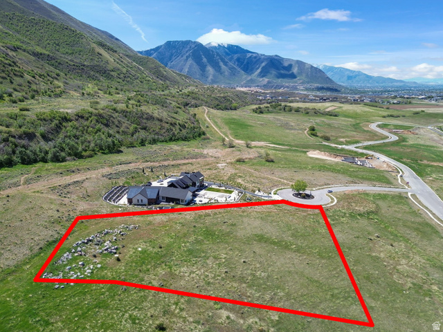 1284 Middle Canyon Court, Unit 69 Mapleton, UT 84664 - Photo 5 of 20 Aerial view of property's location with property parcel outlined and a mountainous background