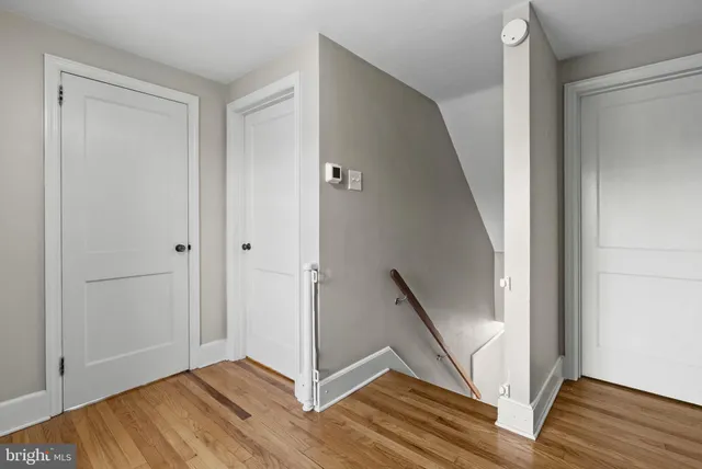 a view of entryway with wooden floor