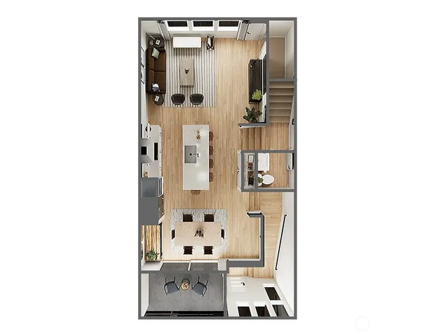 a bathroom with mirror and shower