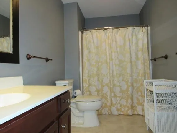 a bathroom with a sink a toilet and a shower