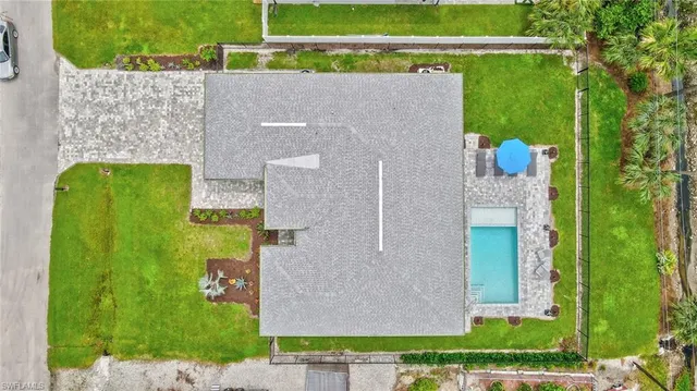 an aerial view of a house