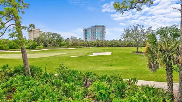 a view of an ocean with a big yard