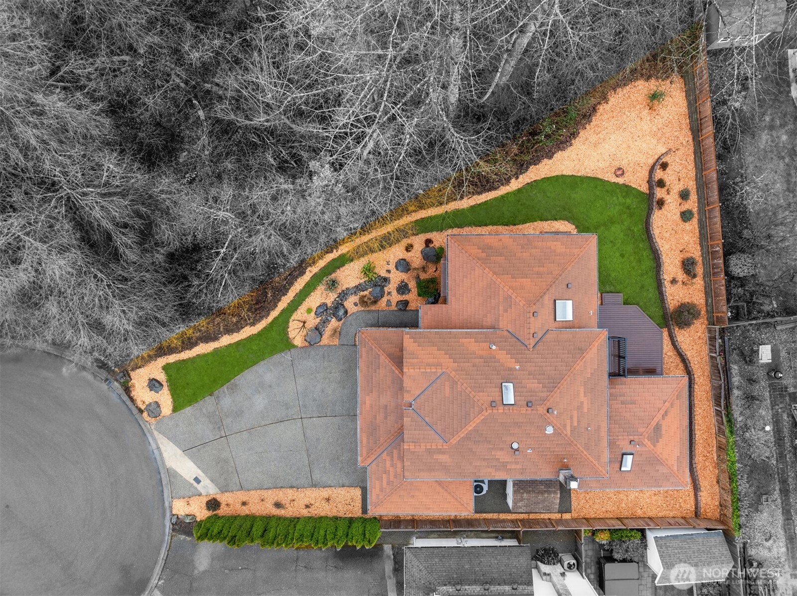 1425 243rd Place Southwest Bothell, WA 98021 - Photo 35 of 39 an aerial view of a house with a yard and a large tree