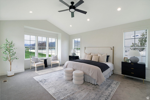 1952 South Comanche Circle Farmington, UT 84025 - Photo 22 of 52 Bedroom with carpet floors, a ceiling fan, and recessed lighting