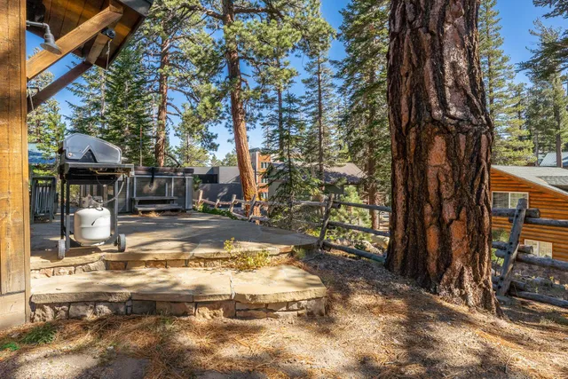 a view of yard with seating space