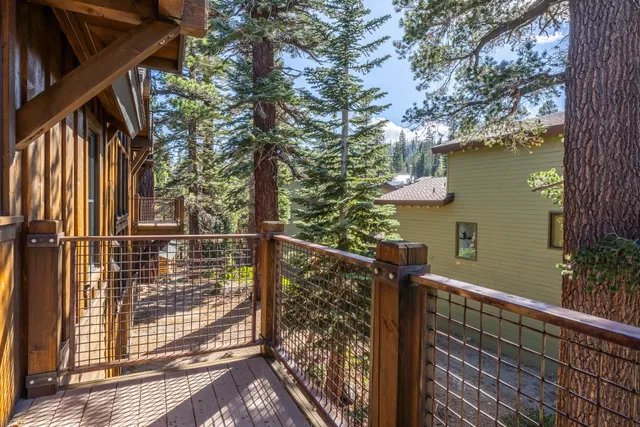 a view of a balcony with an outdoor space