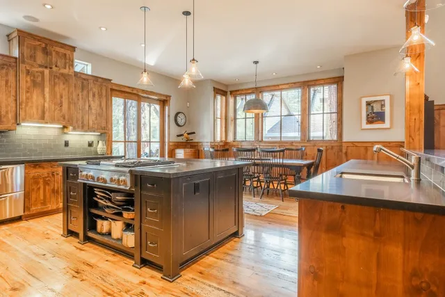 a kitchen with lots of counter top space