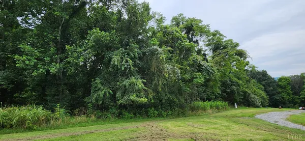a view of a field of grass and trees