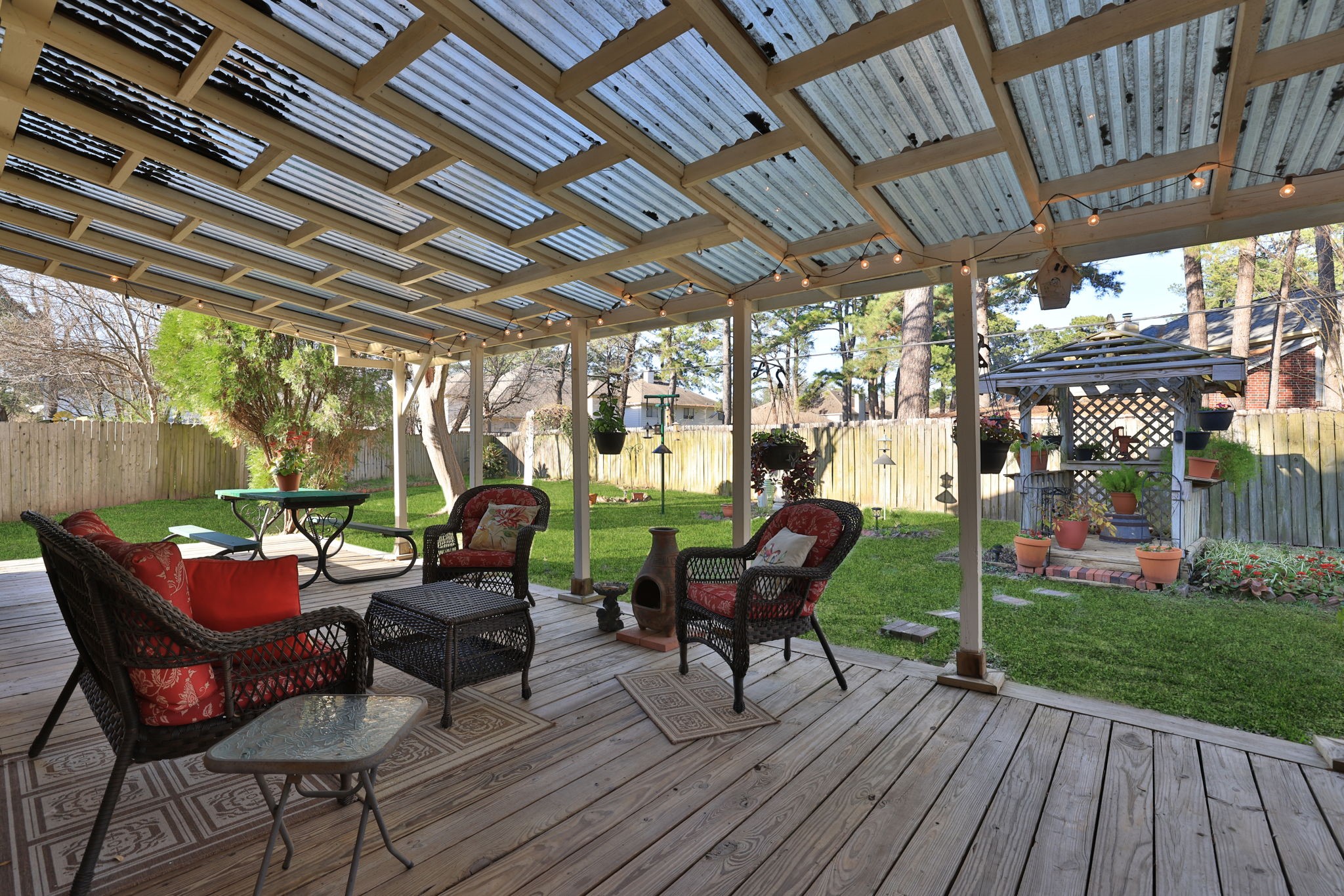 9102 Woodhouse Drive Spring, TX 77379 - Photo 22 of 32 COVERED DECK - Great additional living space in the back yard for your friends and family to enjoy.
