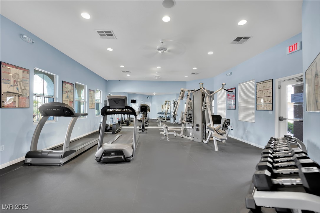 10550 West Alexander Road, Unit 2079 Las Vegas, NV 89129 - Photo 36 of 40 Exercise room with baseboards and recessed lighting
