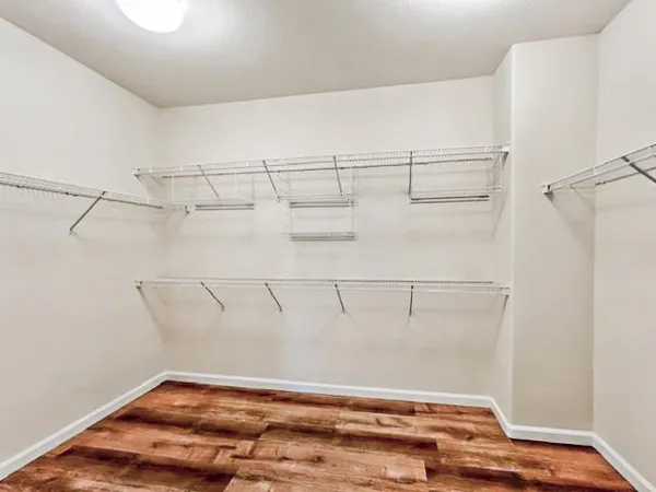 a view of a room with racks on the wall