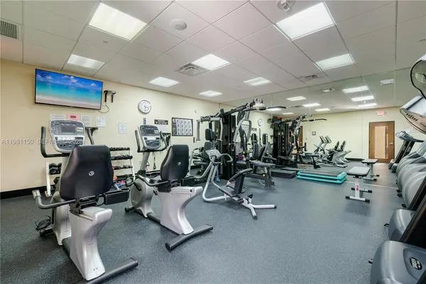 a view of a room with gym equipment