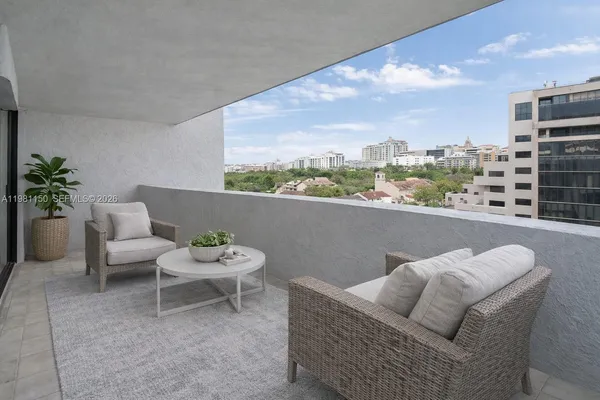 a living room with furniture