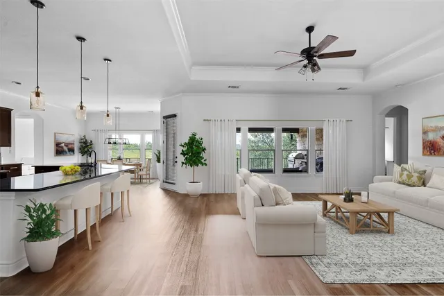 a living room with furniture