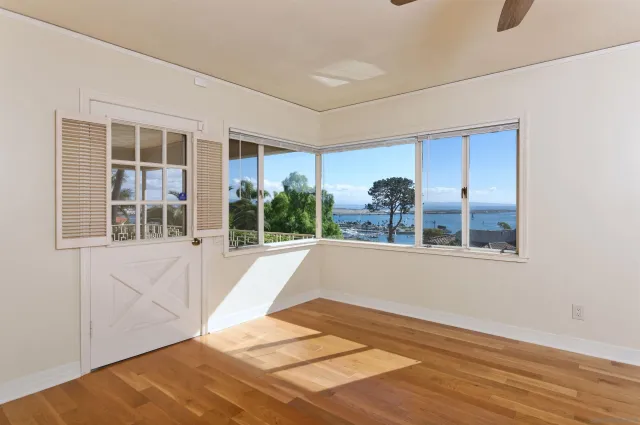 a view of a lake with houses