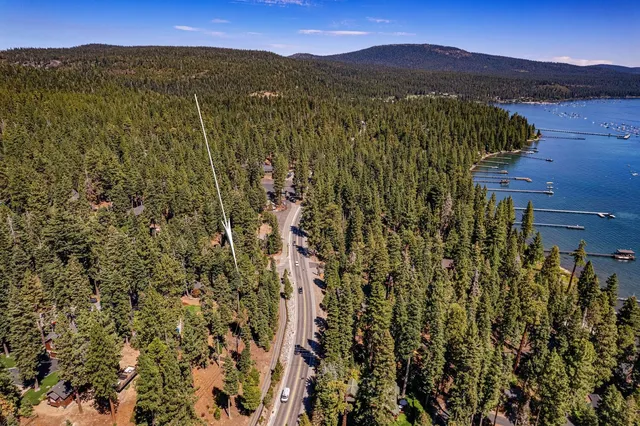 a view of a city with a mountain