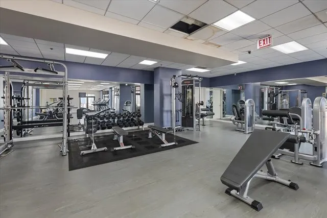 a view of a room with gym equipment