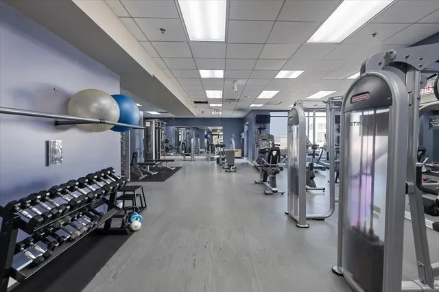 a view of a room with gym equipment