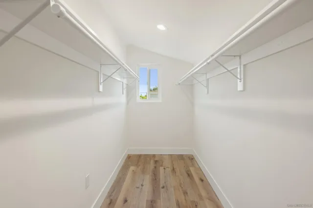 a view of a room with racks on the wall